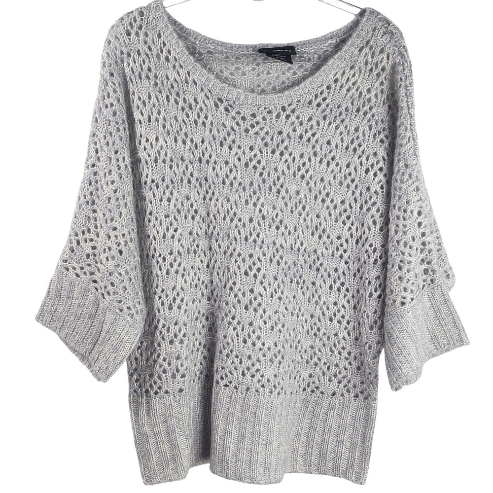Open Knit Lightweight Sweater Top‎ Minimalist Silver Y2K Rocker Punk Womens XL